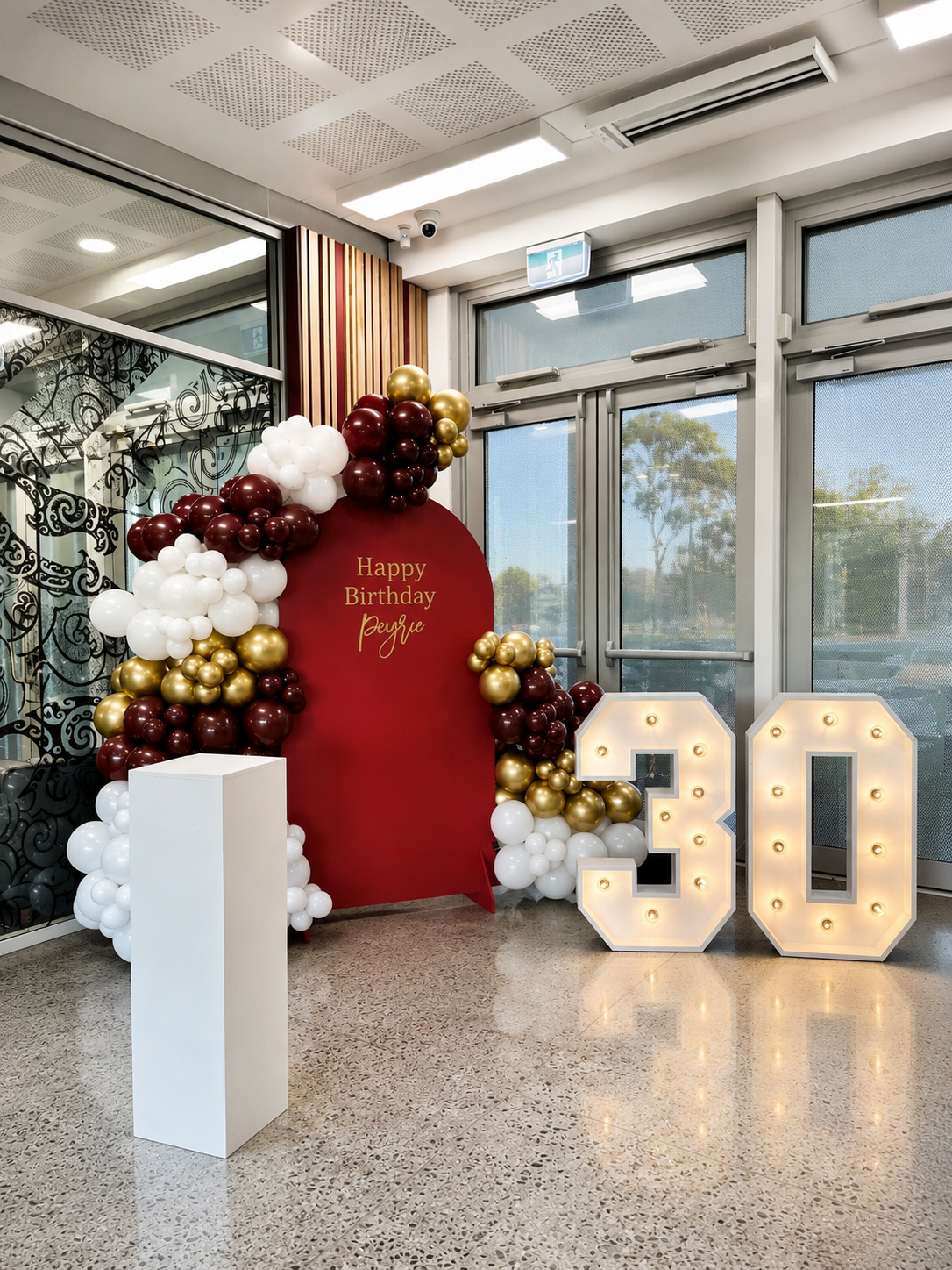 30th Birthday Arch & Light Number Package