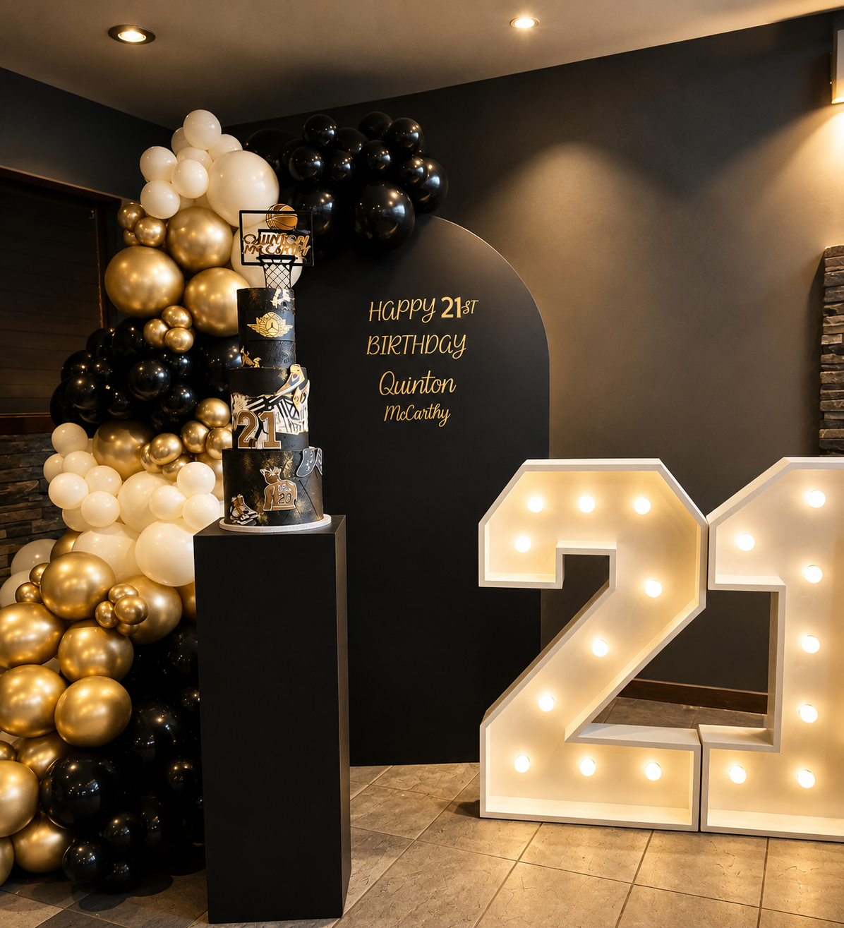 Black Arch with Light Numbers Decoration Package